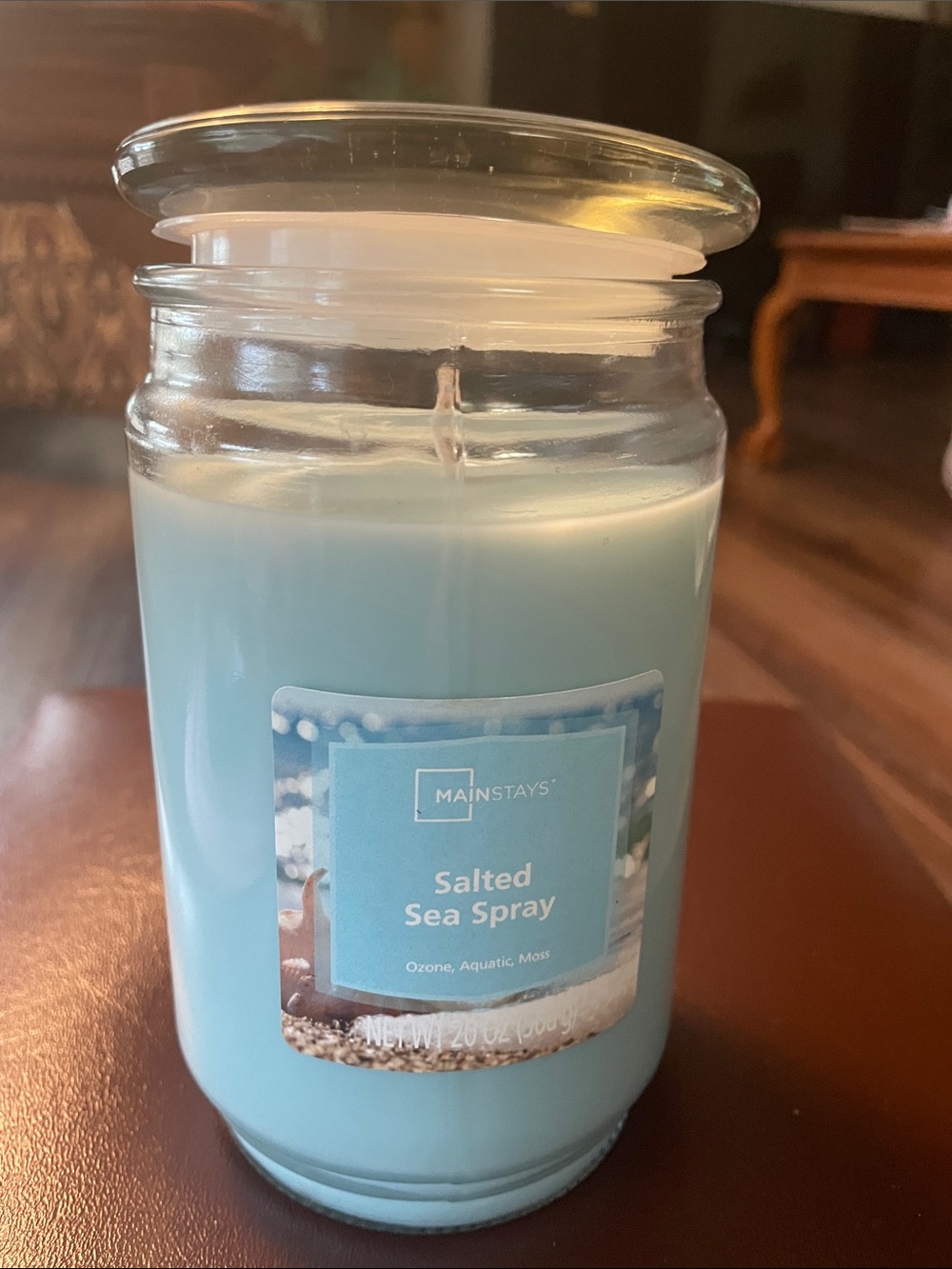 Mainstays Single-Wick Scented Glass Jar Candle 20 oz Salted Sea Spray